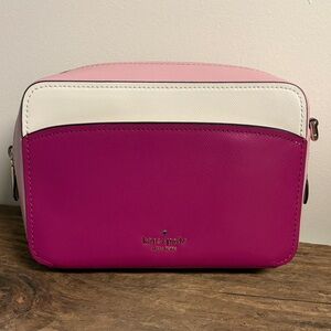Kate Spade New York Lauryn Colorblock Camera Bag in pink and white
